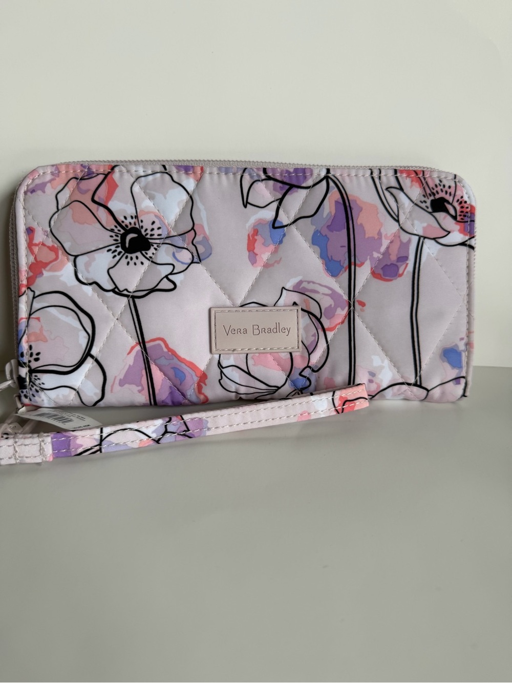 Vera Bradley Quilted Floral Zip Wallet - Light Pink, Purple & Coral Accents - Picture 2 of 6